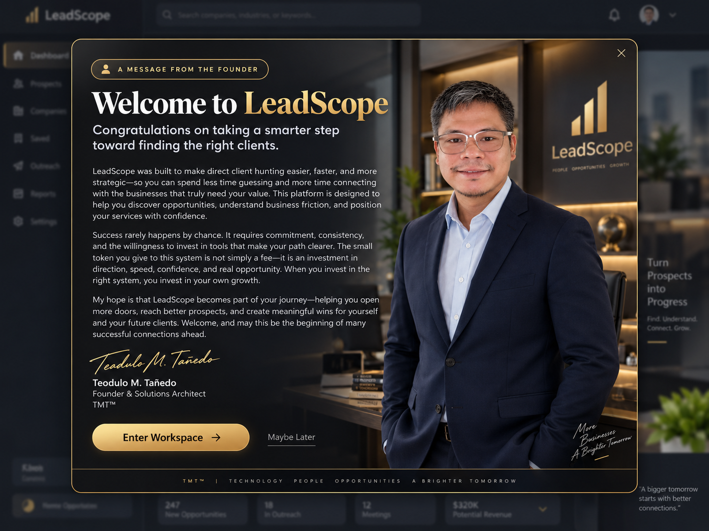 Teodulo M. Tañedo, Founder and Solutions Architect of TMT™